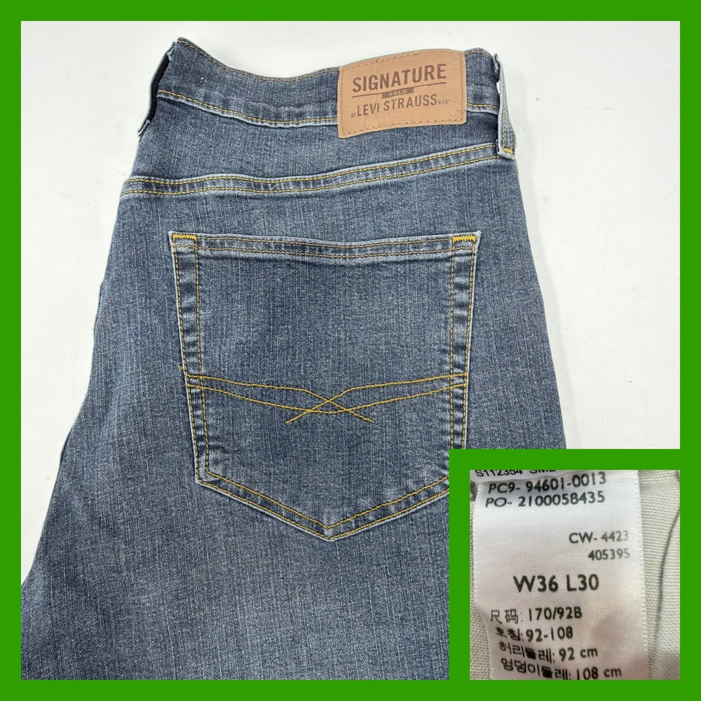 Levi Strauss Signature Gold Men's‎ 36x30 Straight Fit Jeans Blue Denim Waterless